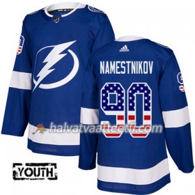 Lasten NHL Tampa Bay Lightning Pelipaita Vladislav Namestnikov 90 Adidas 2017-2018 Blue USA Flag Fashion Authentic